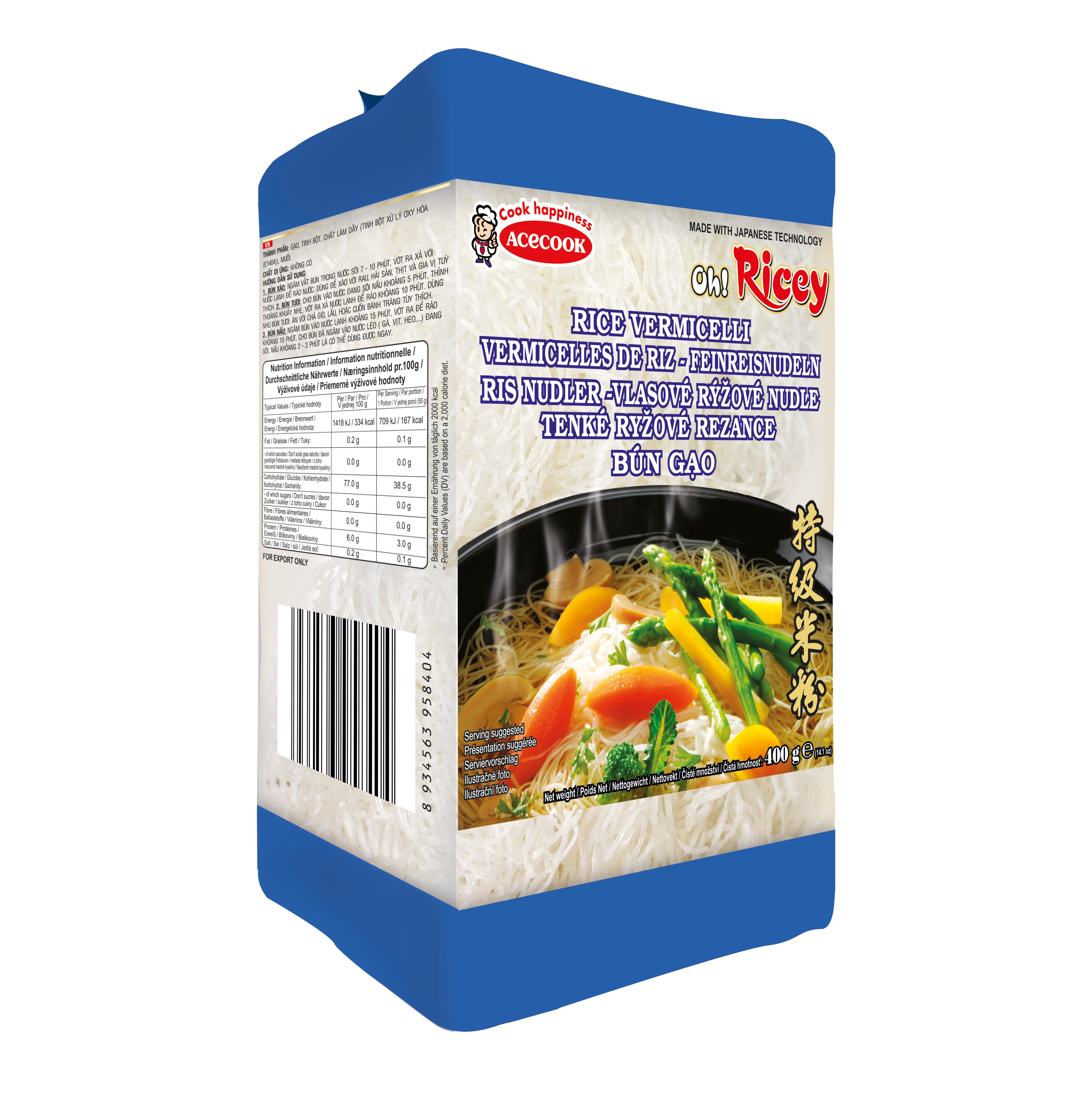 ACECOOK Reisnudeln Bun Gao 400g
